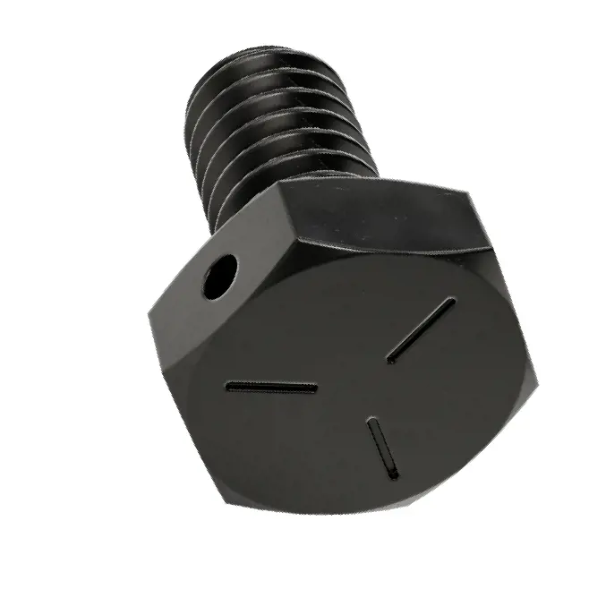 پیچ سر شش گوش فولادی قفل شونده با سیم/اکسید سیاه، 1/4"-20 سایز رزوه، 1/2" طول