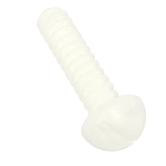 پیچ سر گرد تزئینی نایلونی شیاردار/سفید مایل به کرم، سایز رزوه 0-80، طول 1/4 اینچ