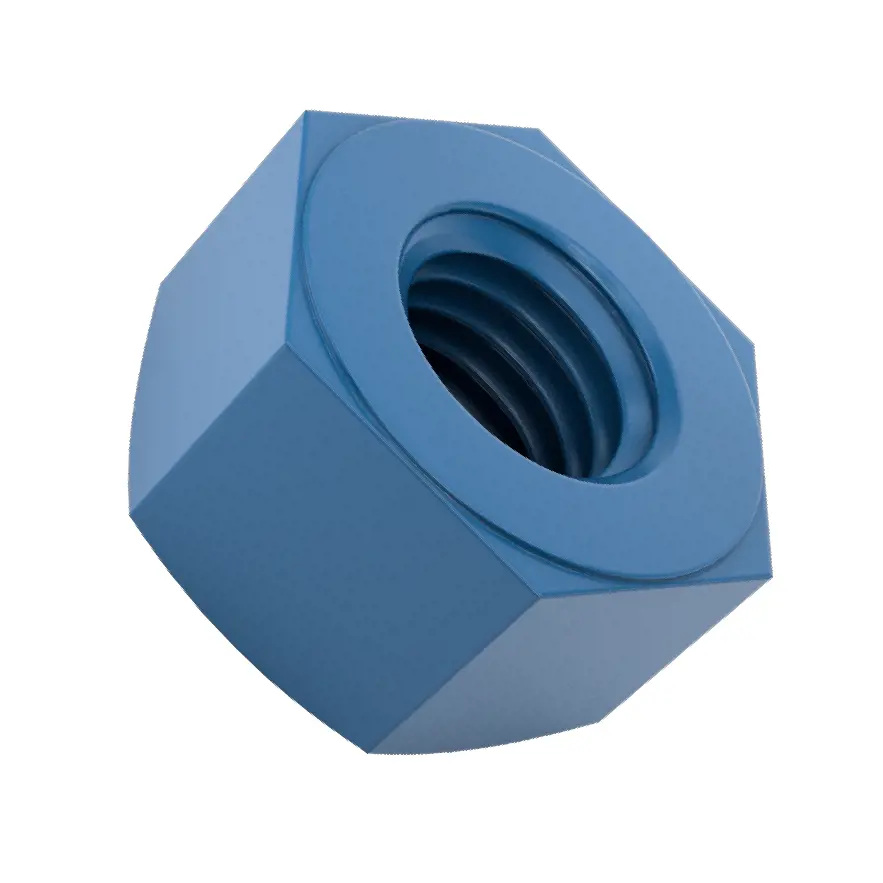 مهره شش گوش سنگین فولاد با روکش PTFE آبی/سایز رزوه 5/8-11