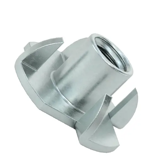 درج مهره تی قفل پیچ برای چوب/فولاد روکش روی، سایز رزوه 1/4-20، طول نصب 0.360 اینچ