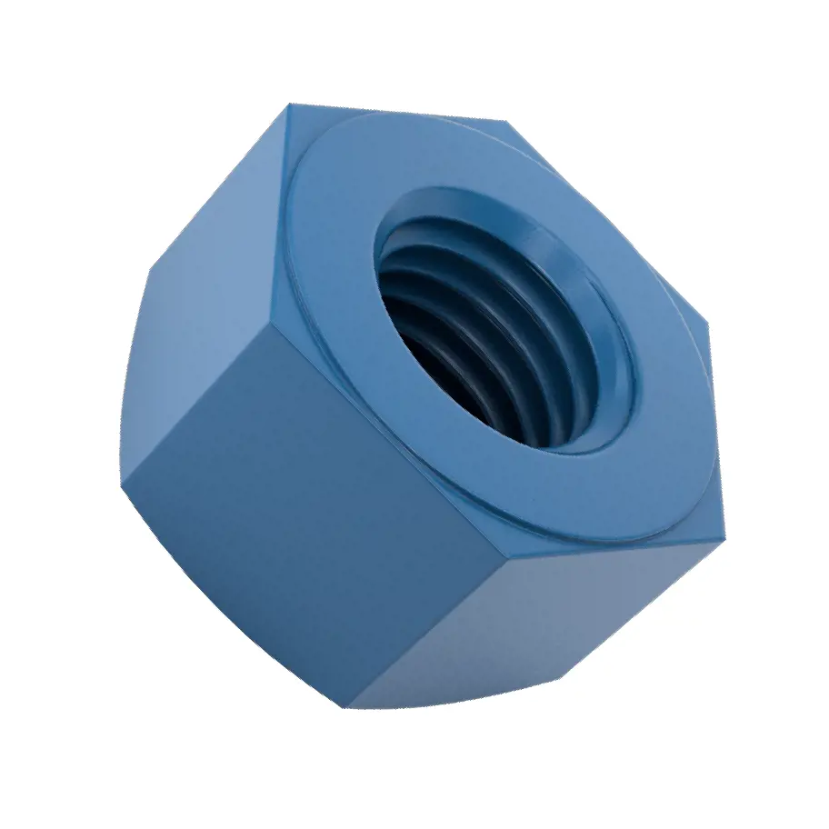 مهره شش گوش سنگین پوشش PTFE آبی/سایز رزوه 3/4 اینچ - 10