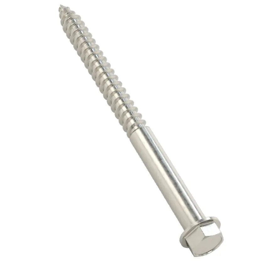 فولاد ضدزنگ 316 پیچ چوب سر شش گوش فلنج‌دار/سایز پیچ 3/8 اینچ، طول 5 اینچ