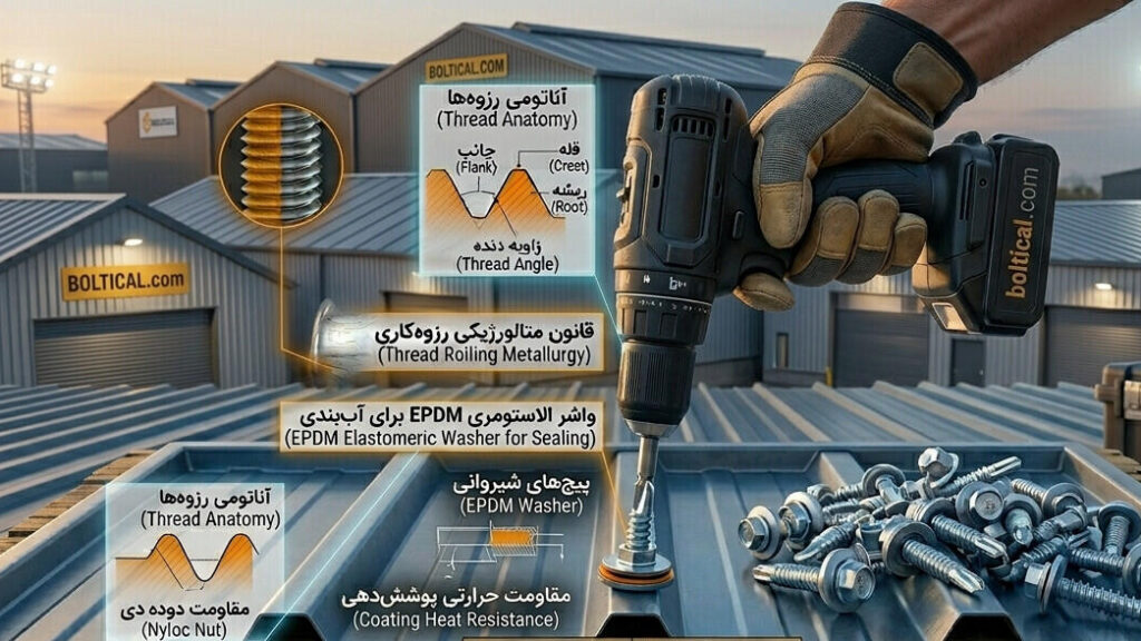 پیچ شیروانی سر مته‌ای و واشردار